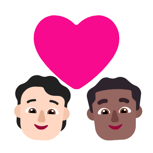Casal com coração: Pessoa, Homem, Tom de pele claro, Tom de pele médio-escuro para Microsoft Windows 11 24H2 August 2025 Update