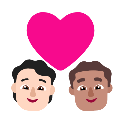 Casal com coração: Pessoa, Homem, Tom de pele claro, Tom de pele médio para Microsoft Windows 11 24H2 August 2025 Update