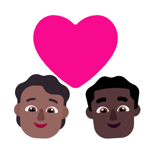 Casal com coração: Pessoa, Homem, Tom de pele médio-escuro, Tom de pele escuro para Microsoft Windows 11 24H2 August 2025 Update