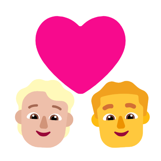 Casal com coração: Pessoa, Homem, Tom de pele médio-claro, Sem tom de pele para Microsoft Windows 11 24H2 August 2025 Update