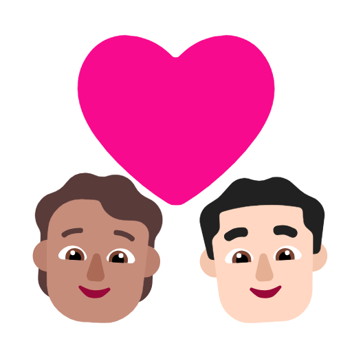 Casal com coração: Pessoa, Homem, Tom de pele médio, Tom de pele claro para Microsoft Windows 11 24H2 August 2025 Update