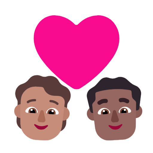 Пара з серцем: людина, чоловік, середній тон шкіри, середньо-темний тон шкіри для Microsoft Windows 11 24H2 August 2025 Update