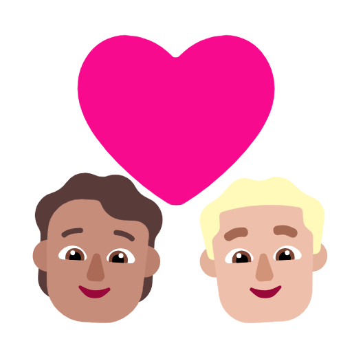 Пара з серцем: людина, чоловік, середній тон шкіри, середньо-світлий тон шкіри для Microsoft Windows 11 24H2 August 2025 Update