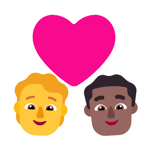 Casal com coração: Pessoa, Homem, Sem tom de pele, Tom de pele médio-escuro para Microsoft Windows 11 24H2 August 2025 Update