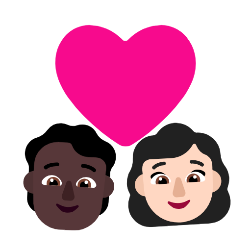 Casal com coração: Pessoa, Mulher, Tom de pele escuro, Tom de pele claro para Microsoft Windows 11 24H2 August 2025 Update