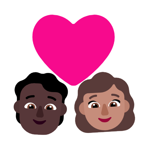 Casal com coração: Pessoa, Mulher, Tom de pele escuro, Tom de pele médio para Microsoft Windows 11 24H2 August 2025 Update