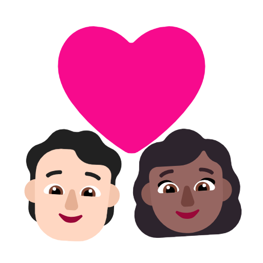 Пара з серцем: людина, жінка, світлий тон шкіри, середньо-темний тон шкіри для Microsoft Windows 11 24H2 August 2025 Update