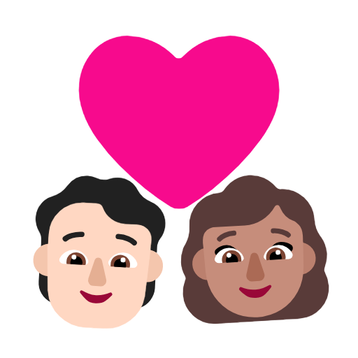 Пара з серцем: людина, жінка, світлий тон шкіри, середній тон шкіри для Microsoft Windows 11 24H2 August 2025 Update