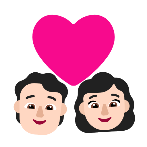 Casal com coração: Pessoa, Mulher, Tom de pele claro para Microsoft Windows 11 24H2 August 2025 Update