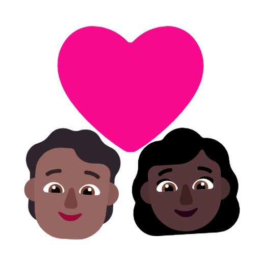 Casal com coração: Pessoa, Mulher, Tom de pele médio-escuro, Tom de pele escuro para Microsoft Windows 11 24H2 August 2025 Update