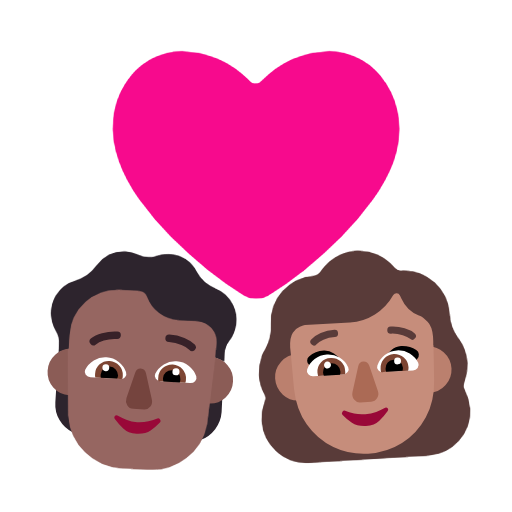 Casal com coração: Pessoa, Mulher, Tom de pele médio-escuro, Tom de pele médio para Microsoft Windows 11 24H2 August 2025 Update