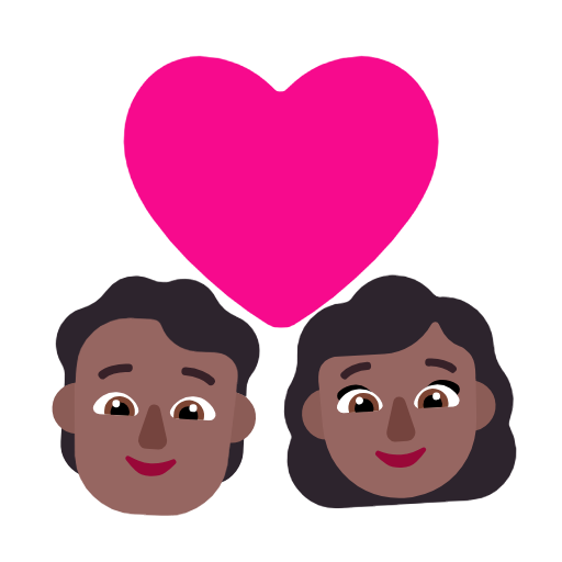 Пара з серцем: людина, жінка, середньо-темний тон шкіри для Microsoft Windows 11 24H2 August 2025 Update