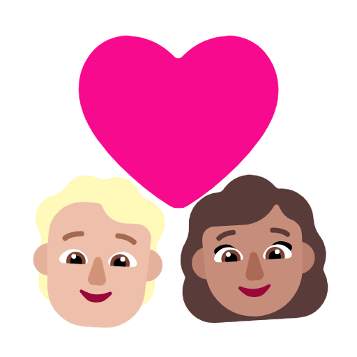 Пара з серцем: людина, жінка, середньо-світлий тон шкіри, середній тон шкіри для Microsoft Windows 11 24H2 August 2025 Update