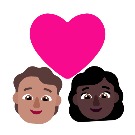 Пара з серцем: людина, жінка, середній тон шкіри, темний тон шкіри для Microsoft Windows 11 24H2 August 2025 Update