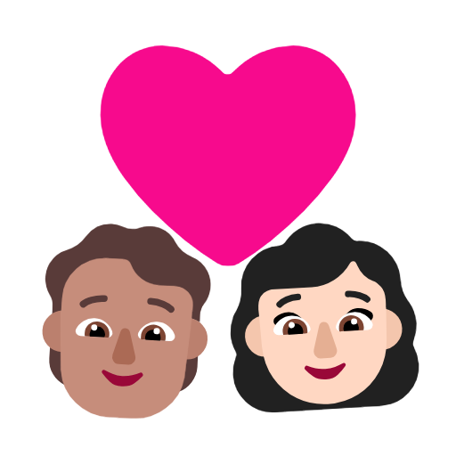 Casal com coração: Pessoa, Mulher, Tom de pele médio, Tom de pele claro para Microsoft Windows 11 24H2 August 2025 Update