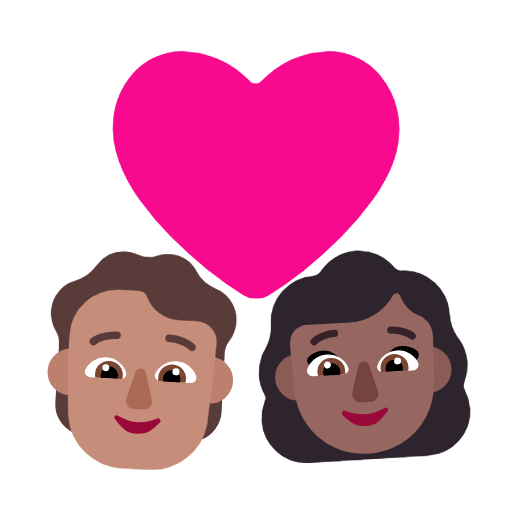 Casal com coração: Pessoa, Mulher, Tom de pele médio, Tom de pele médio-escuro para Microsoft Windows 11 24H2 August 2025 Update