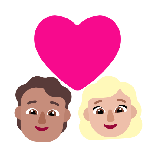 Пара з серцем: людина, жінка, середній тон шкіри, середньо-світлий тон шкіри для Microsoft Windows 11 24H2 August 2025 Update