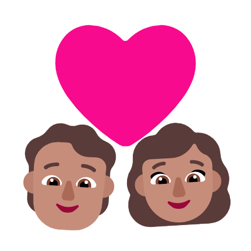 Casal com coração: Pessoa, Mulher, Tom de pele médio para Microsoft Windows 11 24H2 August 2025 Update