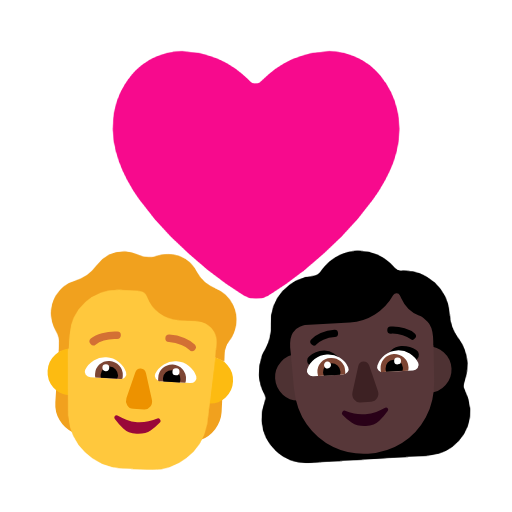 Пара з серцем: людина, жінка, без тону шкіри, темний тон шкіри для Microsoft Windows 11 24H2 August 2025 Update