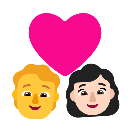 Casal com coração: Pessoa, Mulher, Sem tom de pele, Tom de pele claro para Microsoft Windows 11 24H2 August 2025 Update