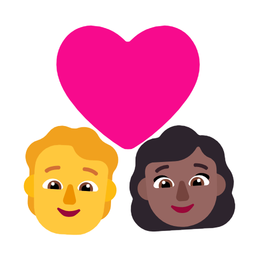 Casal com coração: Pessoa, Mulher, Sem tom de pele, Tom de pele médio-escuro para Microsoft Windows 11 24H2 August 2025 Update