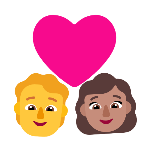 Casal com coração: Pessoa, Mulher, Sem tom de pele, Tom de pele médio para Microsoft Windows 11 24H2 August 2025 Update