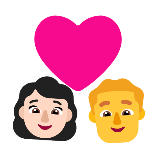 Пара з серцем-жінка: світлий тон шкіри, чоловік: без тону шкіри для Microsoft Windows 11 24H2 August 2025 Update