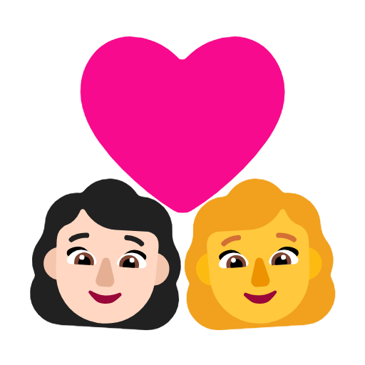 Пара з серцем-жінка: світлий тон шкіри, жінка: без тону шкіри для Microsoft Windows 11 24H2 August 2025 Update