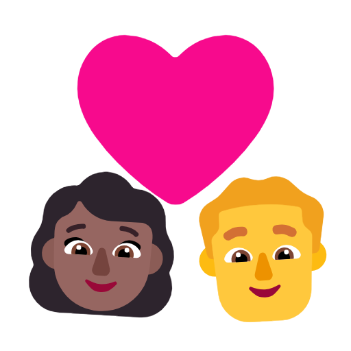 Casal com coração - Mulher: Tom de pele médio-escuro, Homem: Sem tom de pele para Microsoft Windows 11 24H2 August 2025 Update