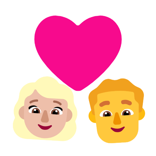 Пара з серцем-жінка: середньо-світлий тон шкіри, чоловік: без тону шкіри для Microsoft Windows 11 24H2 August 2025 Update