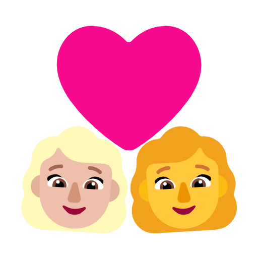 Casal com coração - Mulher: Tom de pele médio-claro, Mulher: Sem tom de pele para Microsoft Windows 11 24H2 August 2025 Update