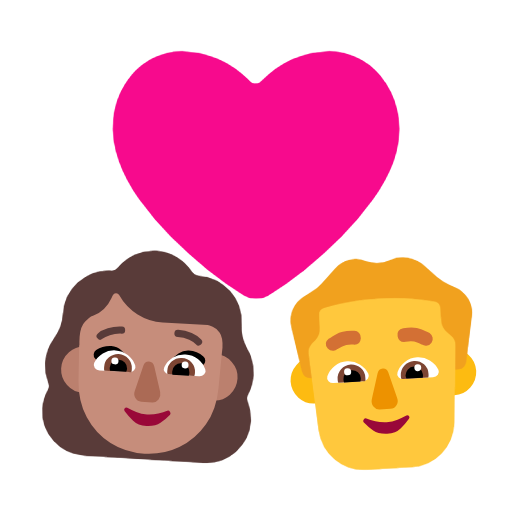Casal com coração - Mulher: Tom de pele médio, Homem: Sem tom de pele para Microsoft Windows 11 24H2 August 2025 Update