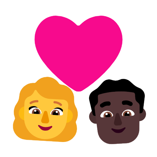 Пара з серцем-жінка: без тону шкіри, чоловік: темний тон шкіри для Microsoft Windows 11 24H2 August 2025 Update