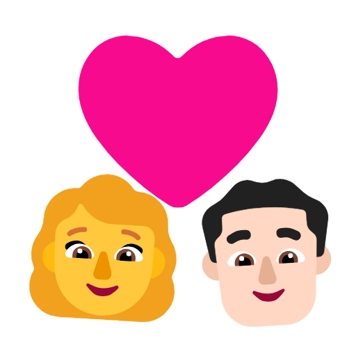 Casal com coração - Mulher: Sem tom de pele, Homem: Tom de pele claro para Microsoft Windows 11 24H2 August 2025 Update