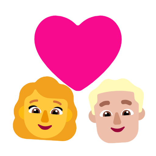 Пара з серцем-жінка: без тону шкіри, чоловік: середньо-світлий тон шкіри для Microsoft Windows 11 24H2 August 2025 Update