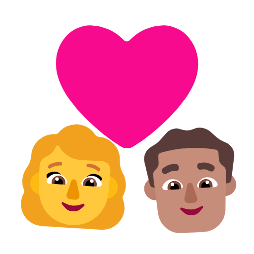 Пара з серцем-жінка: без тону шкіри, чоловік: середній тон шкіри для Microsoft Windows 11 24H2 August 2025 Update