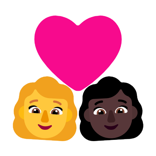 Casal com coração - Mulher: Sem tom de pele, Mulher: Tom de pele escuro para Microsoft Windows 11 24H2 August 2025 Update