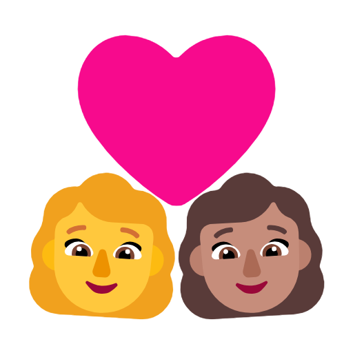 Casal com coração - Mulher: Sem tom de pele, Mulher: Tom de pele médio para Microsoft Windows 11 24H2 August 2025 Update