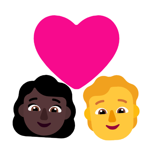 Casal com coração: mulher, pessoa, tom de pele escuro, sem tom de pele para Microsoft Windows 11 24H2 August 2025 Update