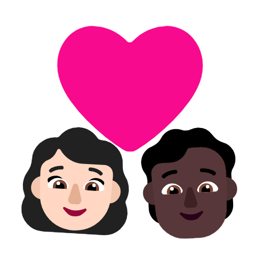 Casal com coração: mulher, pessoa, tom de pele claro, tom de pele escuro para Microsoft Windows 11 24H2 August 2025 Update