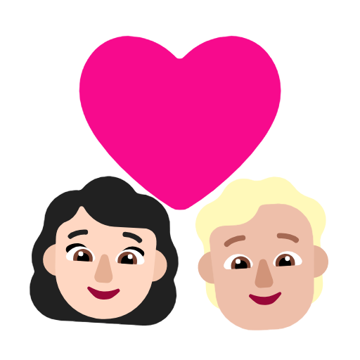 Casal com coração: mulher, pessoa, tom de pele claro, tom de pele médio-claro para Microsoft Windows 11 24H2 August 2025 Update
