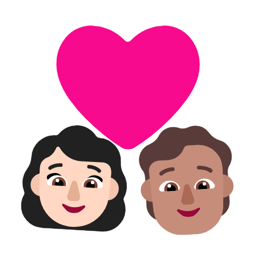 Пара з серцем: жінка, людина, світлий тон шкіри, середній тон шкіри для Microsoft Windows 11 24H2 August 2025 Update