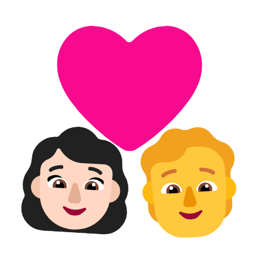 Casal com coração: mulher, pessoa, tom de pele claro, sem tom de pele para Microsoft Windows 11 24H2 August 2025 Update