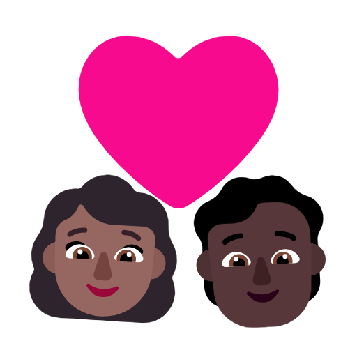 Casal com coração: mulher, pessoa, tom de pele médio-escuro, tom de pele escuro para Microsoft Windows 11 24H2 August 2025 Update