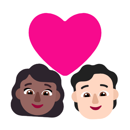 Casal com coração: mulher, pessoa, tom de pele médio-escuro, tom de pele claro para Microsoft Windows 11 24H2 August 2025 Update