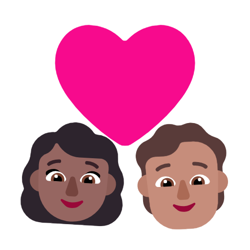 Casal com coração: mulher, pessoa, tom de pele médio-escuro, tom de pele médio para Microsoft Windows 11 24H2 August 2025 Update