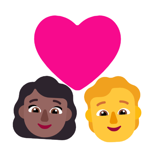 Casal com coração: mulher, pessoa, tom de pele médio-escuro, sem tom de pele para Microsoft Windows 11 24H2 August 2025 Update