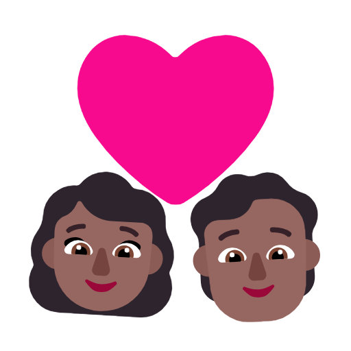 Casal com coração: mulher, pessoa, tom de pele médio-escuro para Microsoft Windows 11 24H2 August 2025 Update