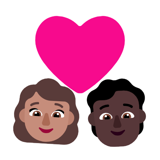 Casal com coração: mulher, pessoa, tom de pele médio, tom de pele escuro para Microsoft Windows 11 24H2 August 2025 Update