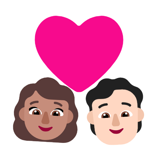 Пара з серцем: жінка, людина, середній тон шкіри, світлий тон шкіри для Microsoft Windows 11 24H2 August 2025 Update